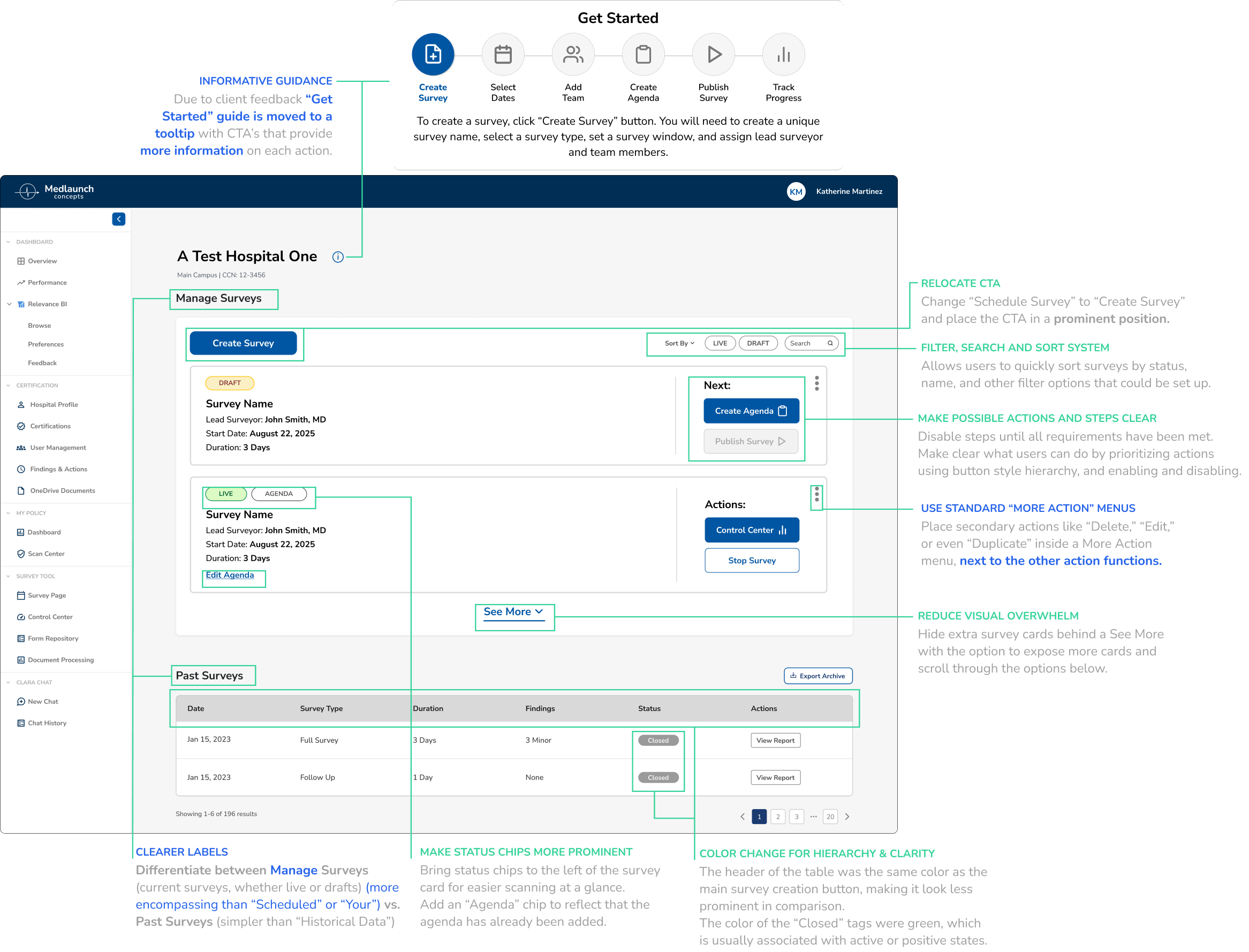 Survey Creation Main Page redesign